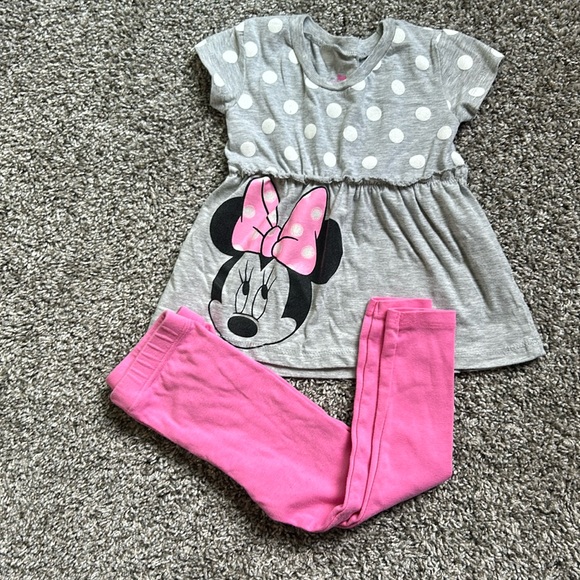 Minnie Mouse matching set toddler girl size 3T short sleeve top and leggings - Picture 1 of 6
